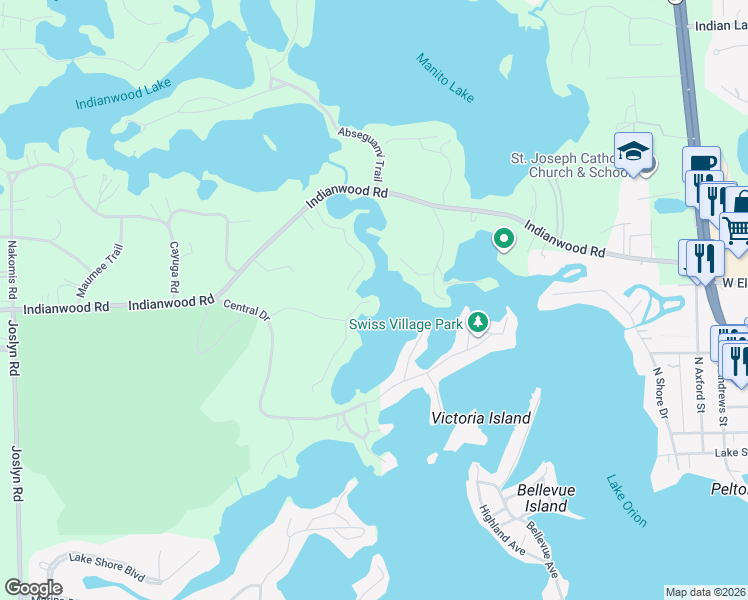 map of restaurants, bars, coffee shops, grocery stores, and more near 524 Fernhurst Court in Orion charter Township