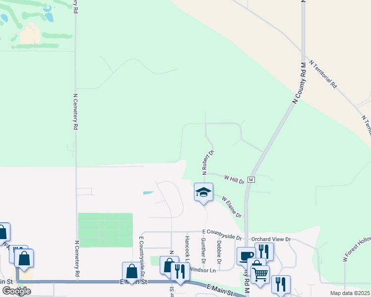 map of restaurants, bars, coffee shops, grocery stores, and more near 14135 West North Ridge Drive in Evansville
