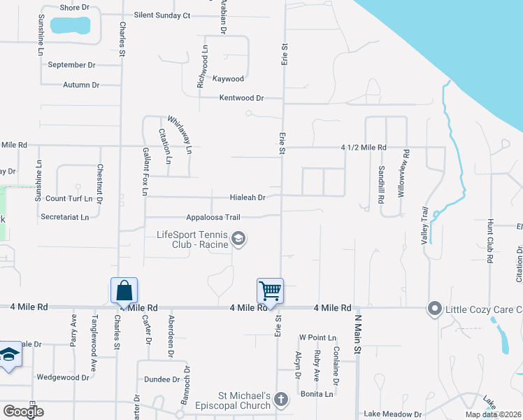 map of restaurants, bars, coffee shops, grocery stores, and more near 626 Appaloosa Trail in Racine