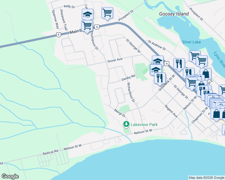 map of restaurants, bars, coffee shops, grocery stores, and more near 27 Leslie Avenue in Port Dover