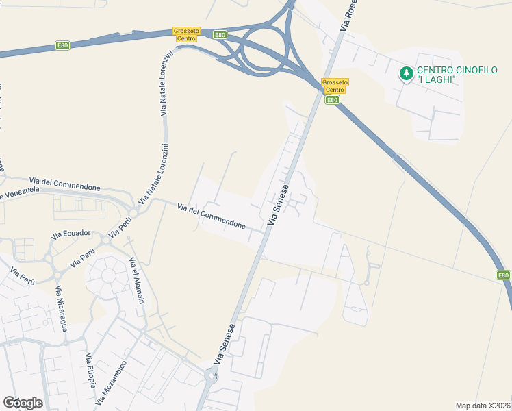 map of restaurants, bars, coffee shops, grocery stores, and more near 8 Via Bolivia in Provincia di Grosseto