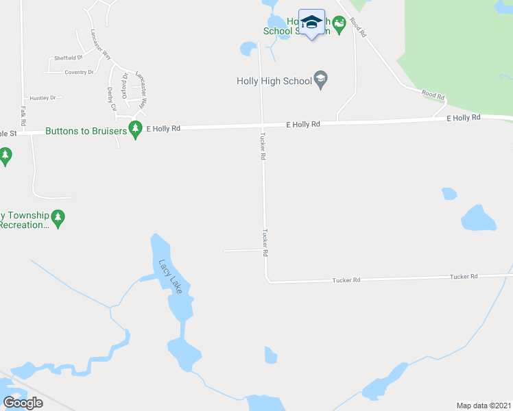 map of restaurants, bars, coffee shops, grocery stores, and more near 16402 Tucker Road in Holly