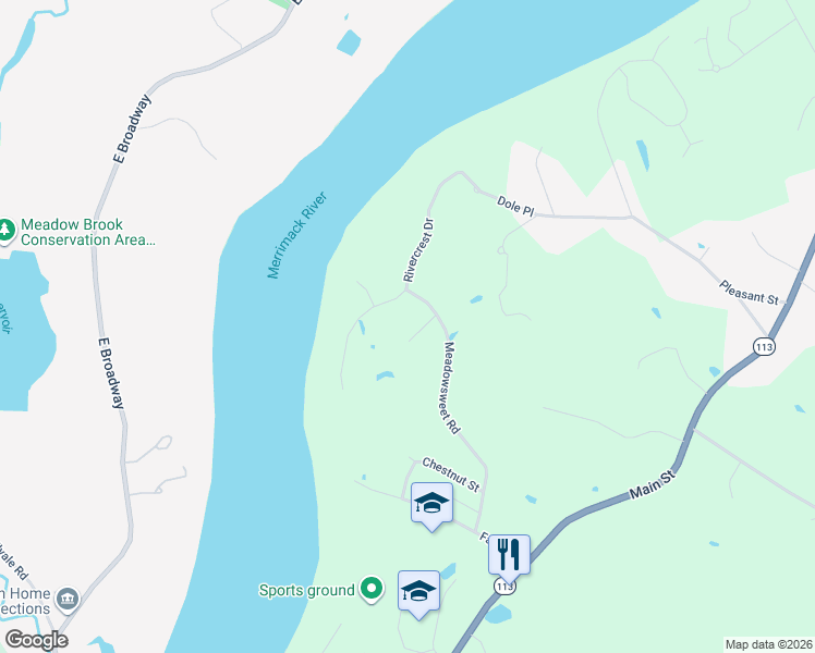 map of restaurants, bars, coffee shops, grocery stores, and more near 3 Summersweet Lane in West Newbury
