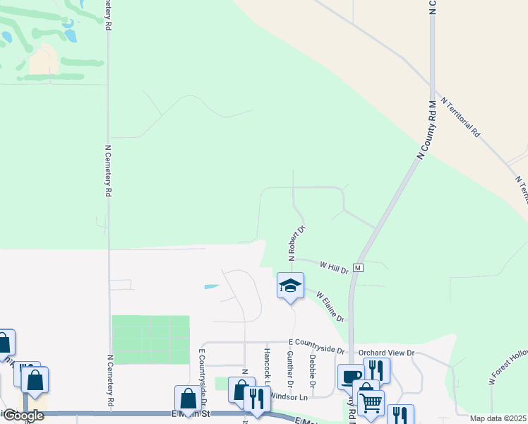 map of restaurants, bars, coffee shops, grocery stores, and more near 14135 West North Ridge Drive in Evansville