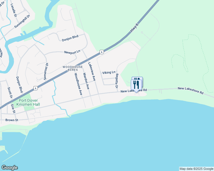 map of restaurants, bars, coffee shops, grocery stores, and more near 137 New Lake Shore Road in Port Dover