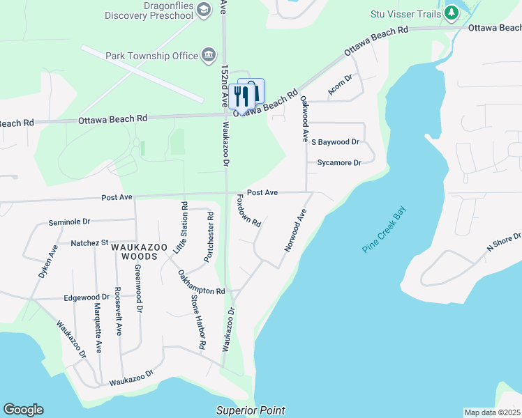 map of restaurants, bars, coffee shops, grocery stores, and more near 233 Foxdown Road in Holland