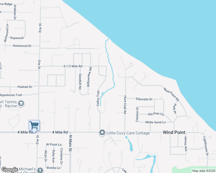 map of restaurants, bars, coffee shops, grocery stores, and more near 5131 Ravenswood Lane in Wind Point