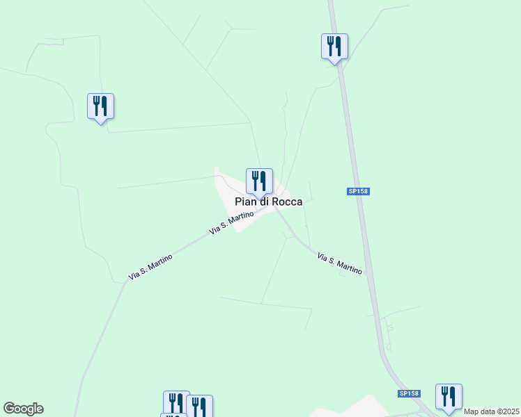 map of restaurants, bars, coffee shops, grocery stores, and more near 678 Via San Martino in Pian di Rocca