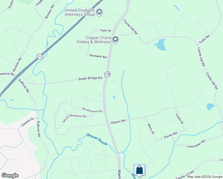 map of restaurants, bars, coffee shops, grocery stores, and more near 63 Mammoth Road in Windham