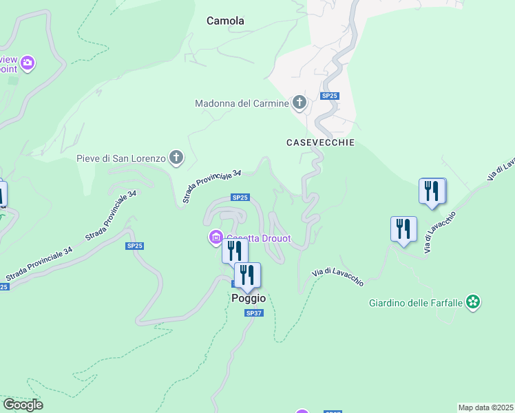 map of restaurants, bars, coffee shops, grocery stores, and more near in Province of Livorno