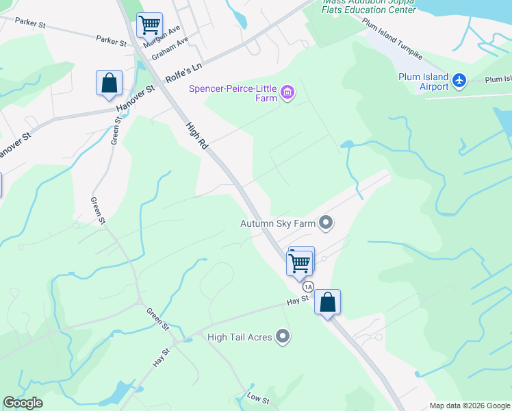 map of restaurants, bars, coffee shops, grocery stores, and more near 79 High Road in Newbury