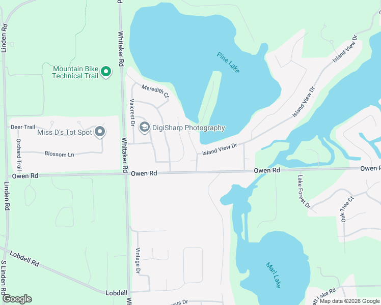 map of restaurants, bars, coffee shops, grocery stores, and more near 16227 Pine Lake Forest Court in Linden