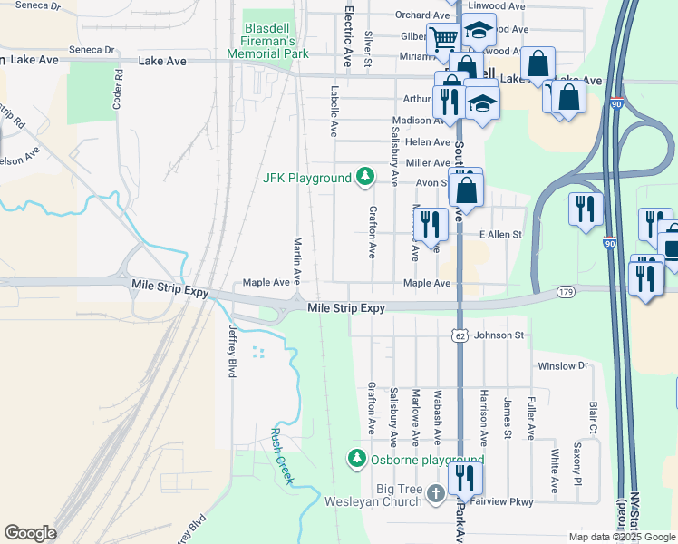 map of restaurants, bars, coffee shops, grocery stores, and more near 260 Labelle Avenue in Blasdell