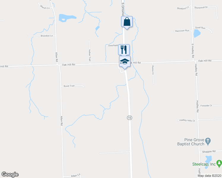 map of restaurants, bars, coffee shops, grocery stores, and more near 10335 Ortonville Road in Clarkston