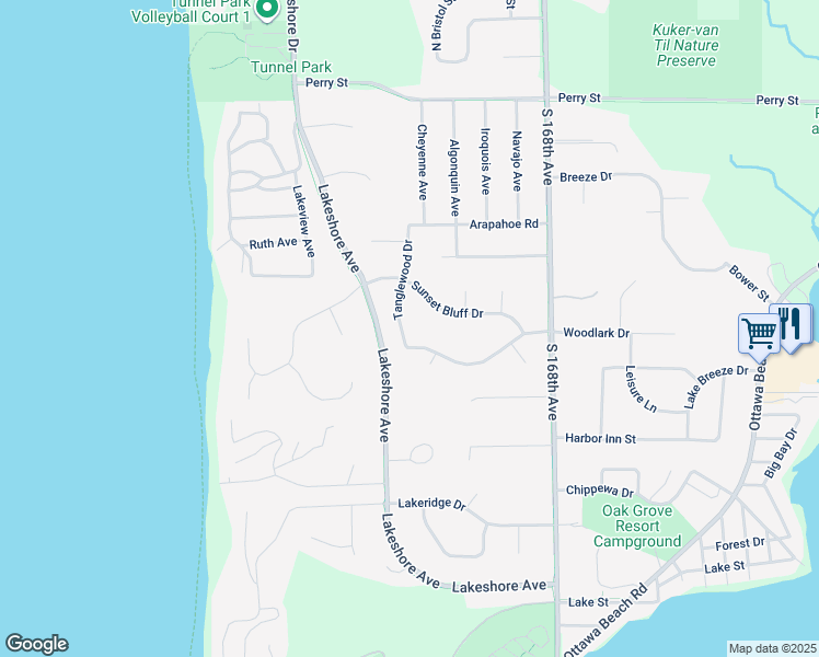 map of restaurants, bars, coffee shops, grocery stores, and more near 213 Tanglewood Drive in Holland