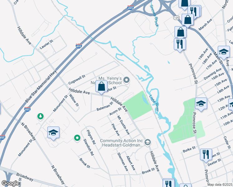 map of restaurants, bars, coffee shops, grocery stores, and more near 20 Saint Botolph Street in Haverhill
