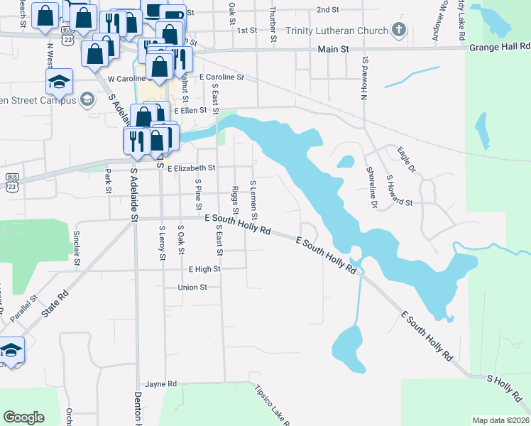 map of restaurants, bars, coffee shops, grocery stores, and more near 519 South Lemen Street in Fenton