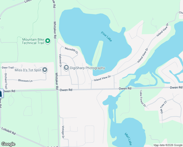 map of restaurants, bars, coffee shops, grocery stores, and more near 16227 Pine Lake Forest Court in Linden