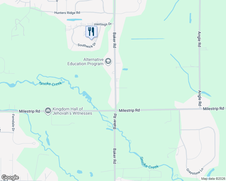 map of restaurants, bars, coffee shops, grocery stores, and more near 3449 Baker Road in Orchard Park