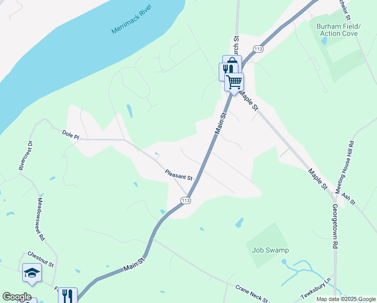 map of restaurants, bars, coffee shops, grocery stores, and more near 9 Marshall Drive in West Newbury