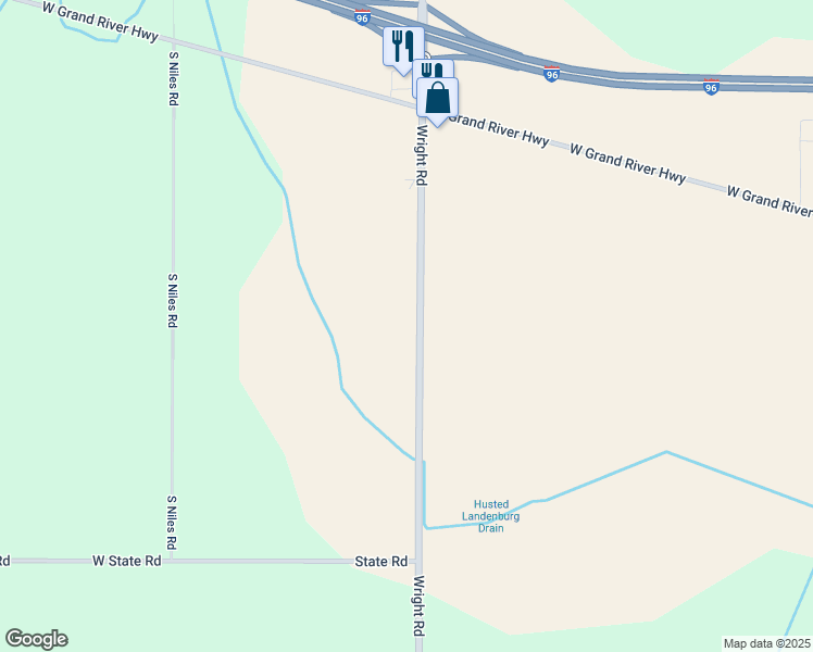 map of restaurants, bars, coffee shops, grocery stores, and more near 15554 Wright Road in Grand Ledge