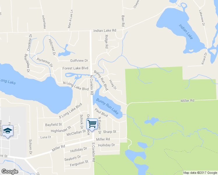 map of restaurants, bars, coffee shops, grocery stores, and more near 440 Bunny Run Boulevard in Orion charter Township