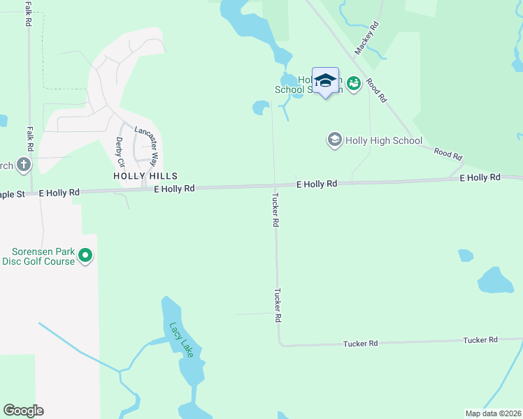 map of restaurants, bars, coffee shops, grocery stores, and more near 16308 Tucker Road in Holly