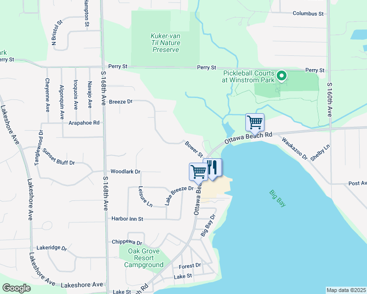 map of restaurants, bars, coffee shops, grocery stores, and more near 1974 Breeze Drive in Holland