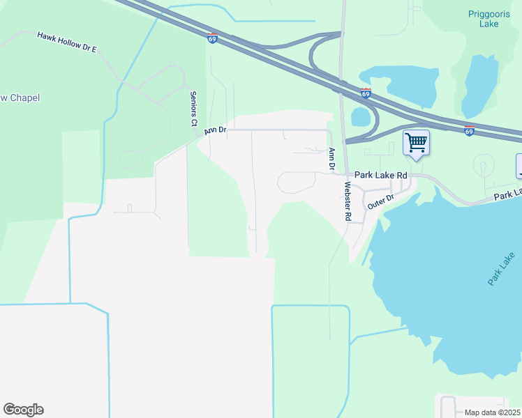 map of restaurants, bars, coffee shops, grocery stores, and more near 15461 Gary Lane in Clinton County
