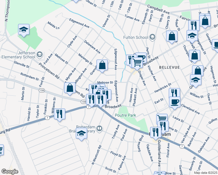 map of restaurants, bars, coffee shops, grocery stores, and more near 3016 Cox Avenue in Rotterdam