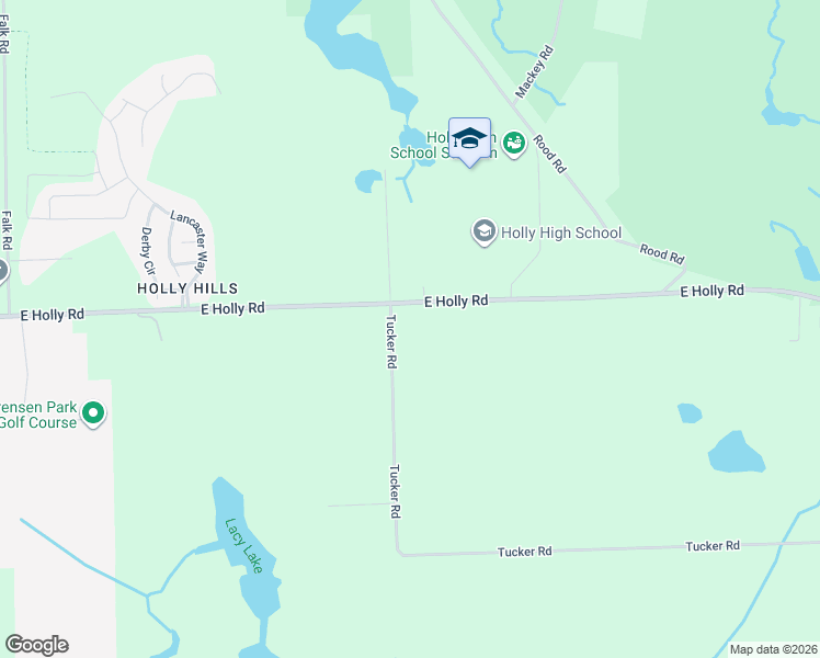 map of restaurants, bars, coffee shops, grocery stores, and more near 16301 Tucker Road in Holly
