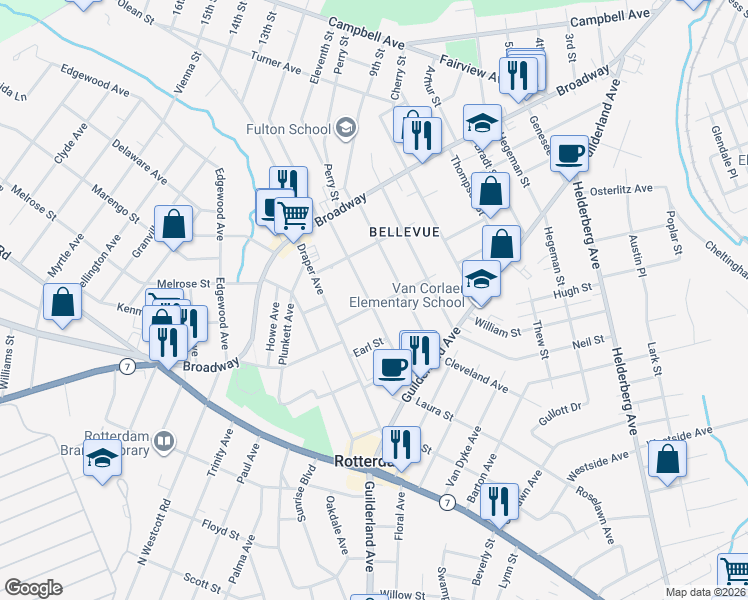map of restaurants, bars, coffee shops, grocery stores, and more near 861 Vischer Avenue in Rotterdam