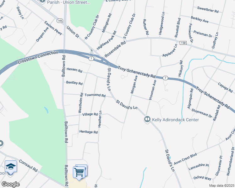 map of restaurants, bars, coffee shops, grocery stores, and more near 950 Saint David's Lane in Schenectady County