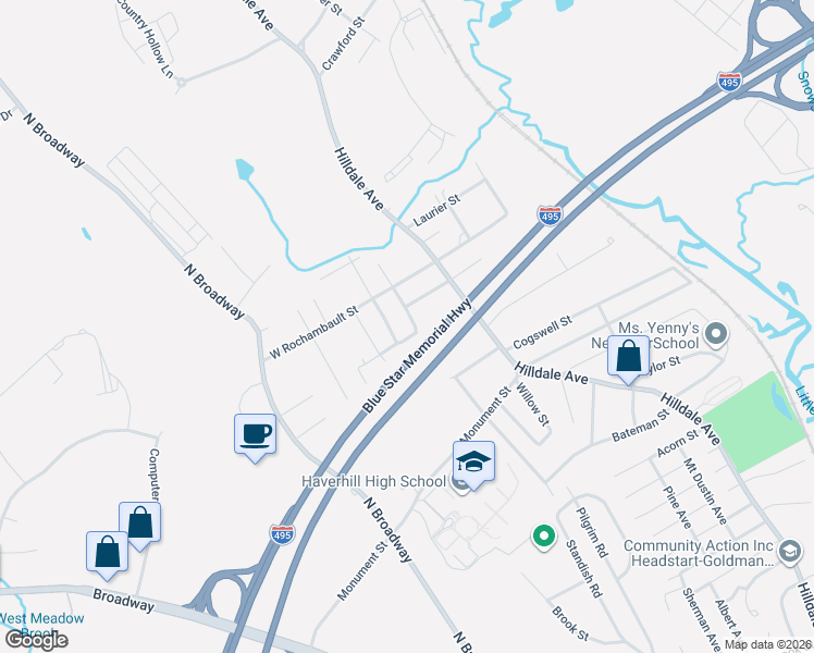 map of restaurants, bars, coffee shops, grocery stores, and more near 80 Appleton Street in Haverhill