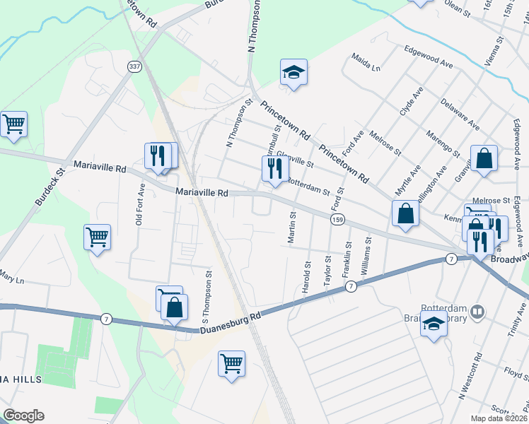 map of restaurants, bars, coffee shops, grocery stores, and more near 3213 Delmar Avenue in Rotterdam