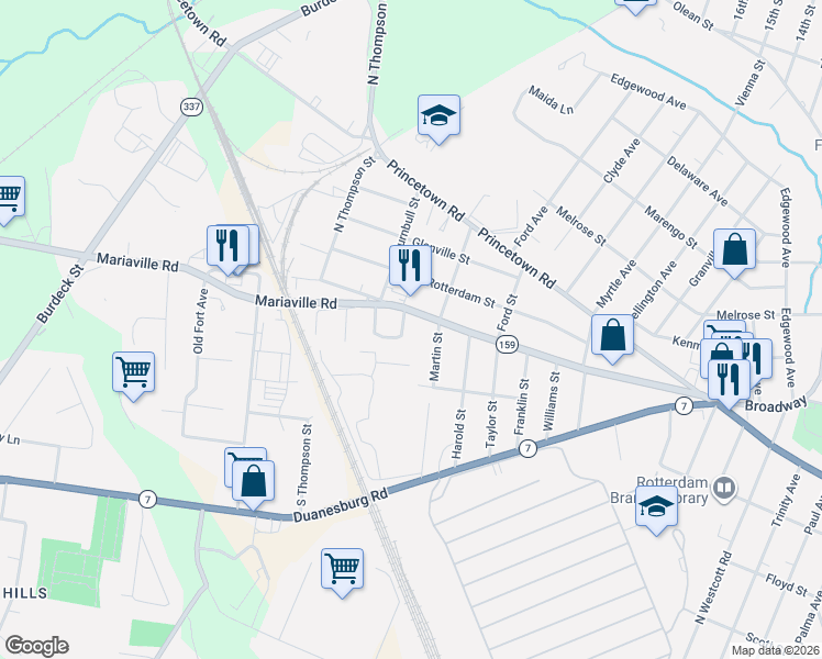 map of restaurants, bars, coffee shops, grocery stores, and more near 3223 Delmar Avenue in Rotterdam