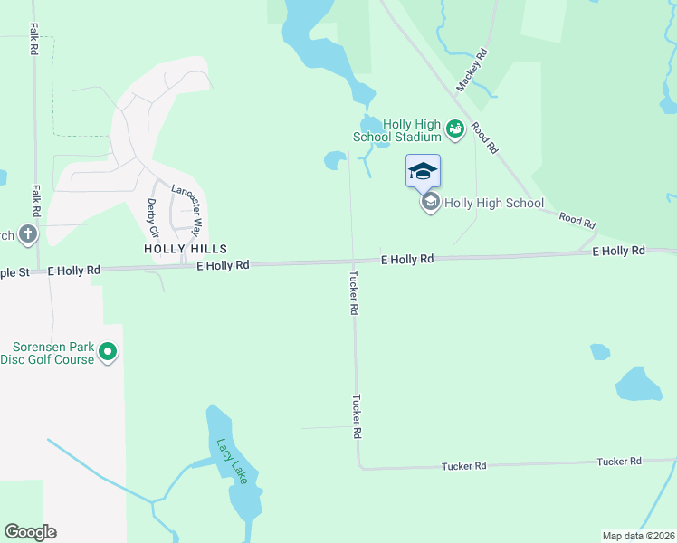 map of restaurants, bars, coffee shops, grocery stores, and more near 16308 Tucker Road in Holly