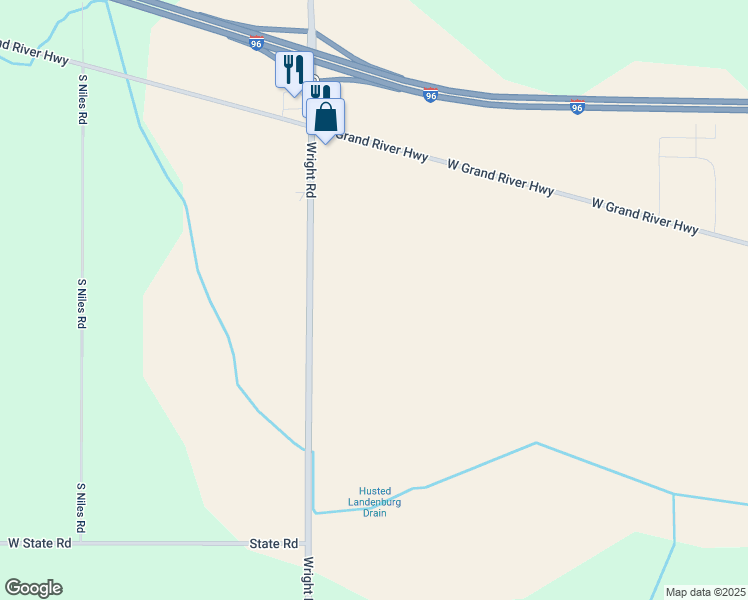 map of restaurants, bars, coffee shops, grocery stores, and more near 15554 Wright Road in Grand Ledge