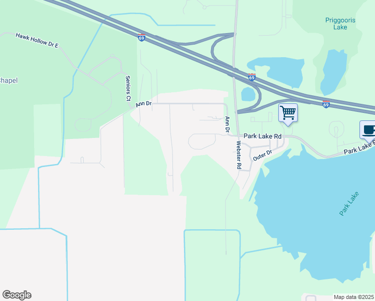 map of restaurants, bars, coffee shops, grocery stores, and more near 15461 Gary Lane in Bath Township