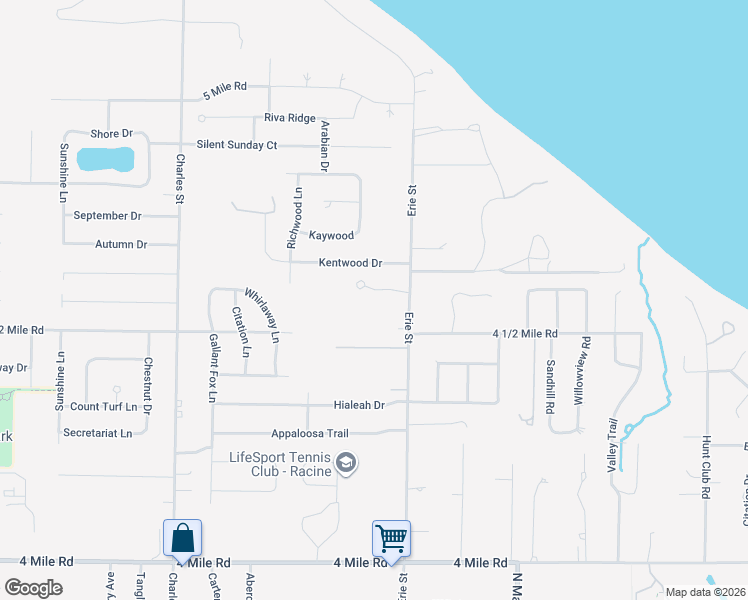 map of restaurants, bars, coffee shops, grocery stores, and more near 621 Kentwood Drive in Racine