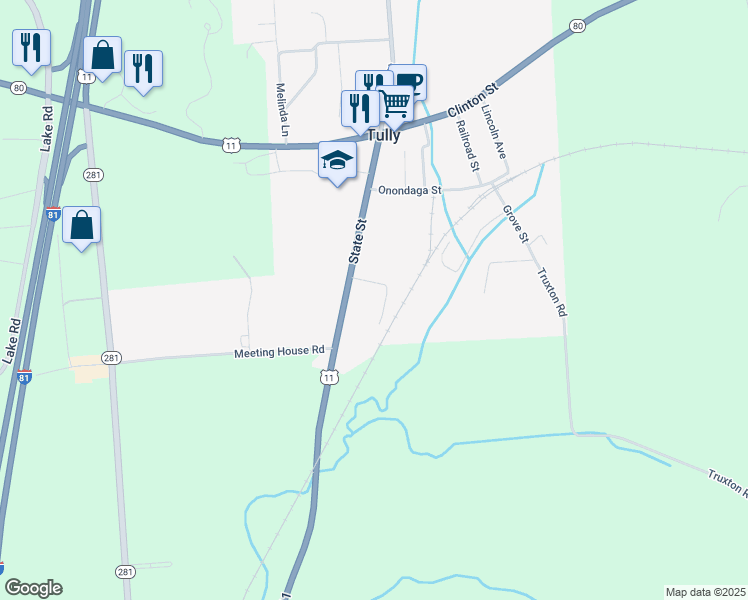 map of restaurants, bars, coffee shops, grocery stores, and more near 59 State Street in Tully