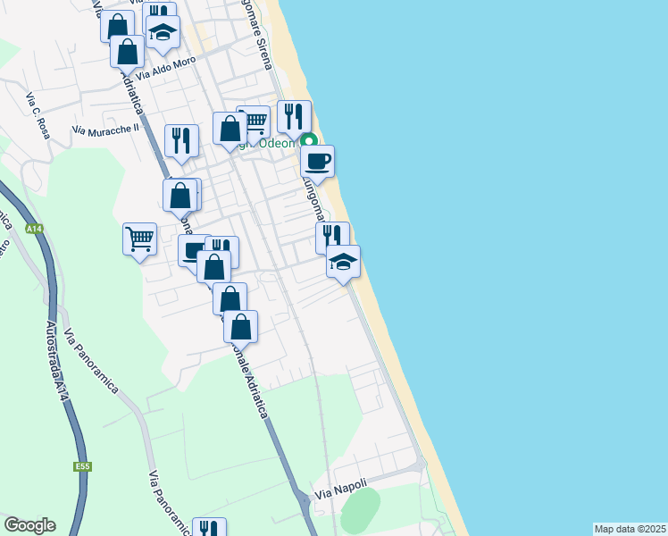 map of restaurants, bars, coffee shops, grocery stores, and more near 5 Via G. Marconi in Tortoreto Lido