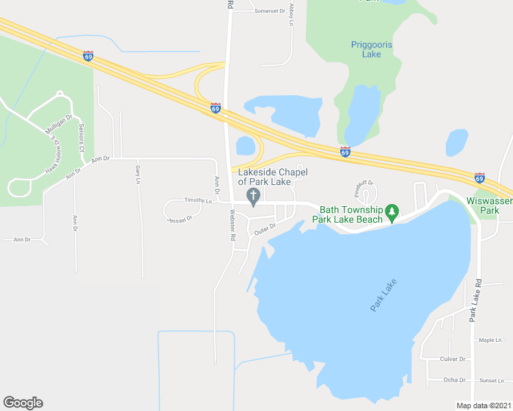 map of restaurants, bars, coffee shops, grocery stores, and more near 5800 Park Lake Road in Bath Township