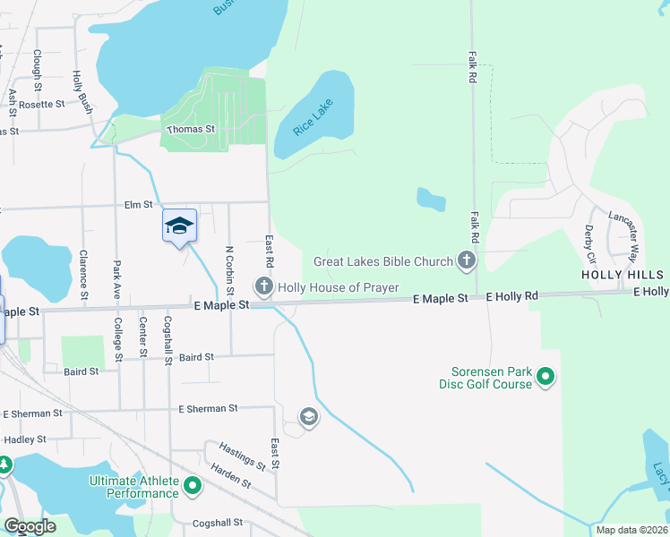 map of restaurants, bars, coffee shops, grocery stores, and more near 108 Hartz Drive in Holly
