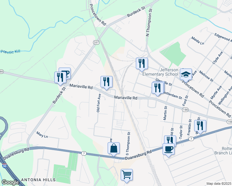 map of restaurants, bars, coffee shops, grocery stores, and more near 116 Kellar Avenue in Schenectady