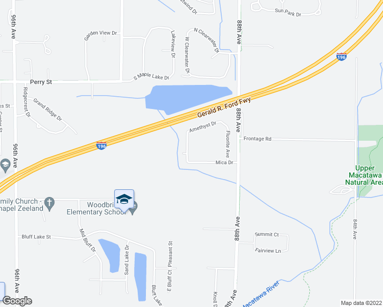 map of restaurants, bars, coffee shops, grocery stores, and more near 1344 Feldspar Avenue in Zeeland