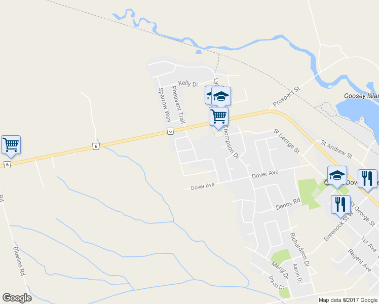 map of restaurants, bars, coffee shops, grocery stores, and more near 13 Cats Paw Drive in Port Dover