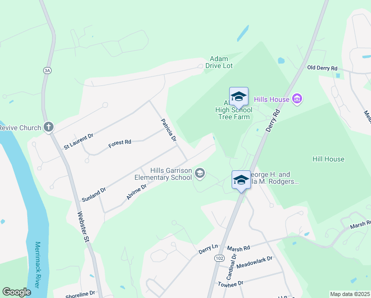 map of restaurants, bars, coffee shops, grocery stores, and more near 18 Patricia Drive in Hudson