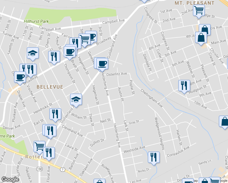 map of restaurants, bars, coffee shops, grocery stores, and more near 1922 Jerome Avenue in Schenectady