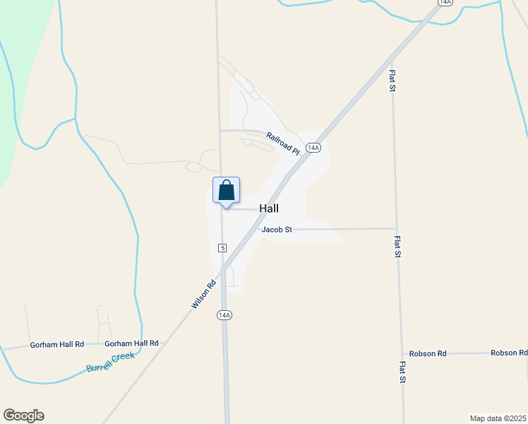 map of restaurants, bars, coffee shops, grocery stores, and more near 4858 Route 14A in Hall